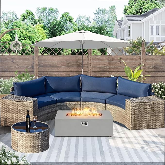 ECOTOUGE 8-Piece Half-Moon Curved Patio Furniture Set by ECOTOUGE