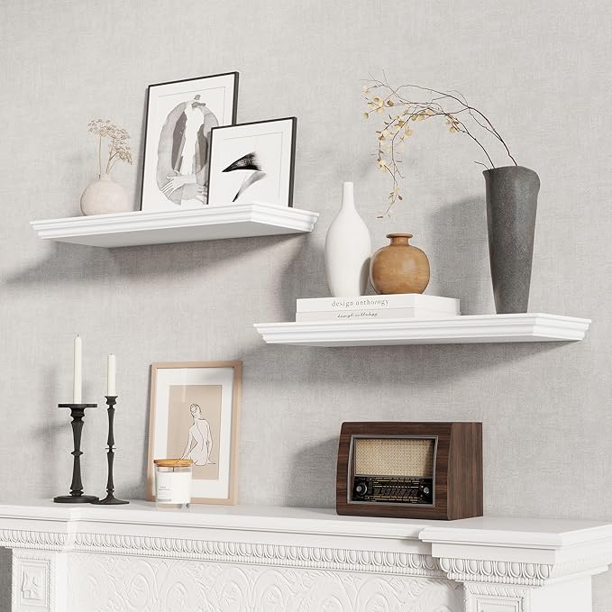 Fun Memories Floating Shelves 24 Inch Long, 9.3 Inch Deep Classic Crown Molding - Image 2