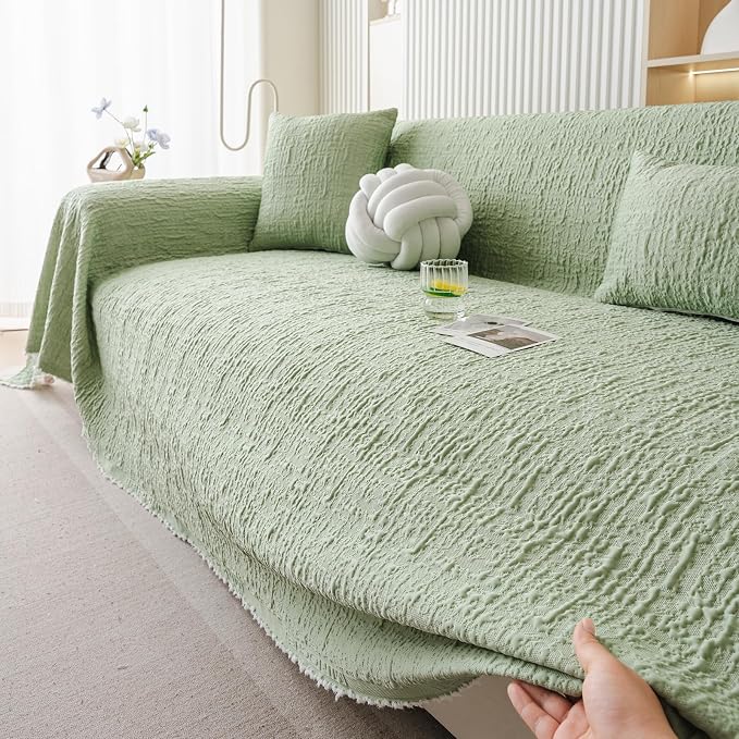 DREAMINGO Bubble Textured Cooling Sofa Cover, Ice Silk Breathable Couch Cover - Image 3