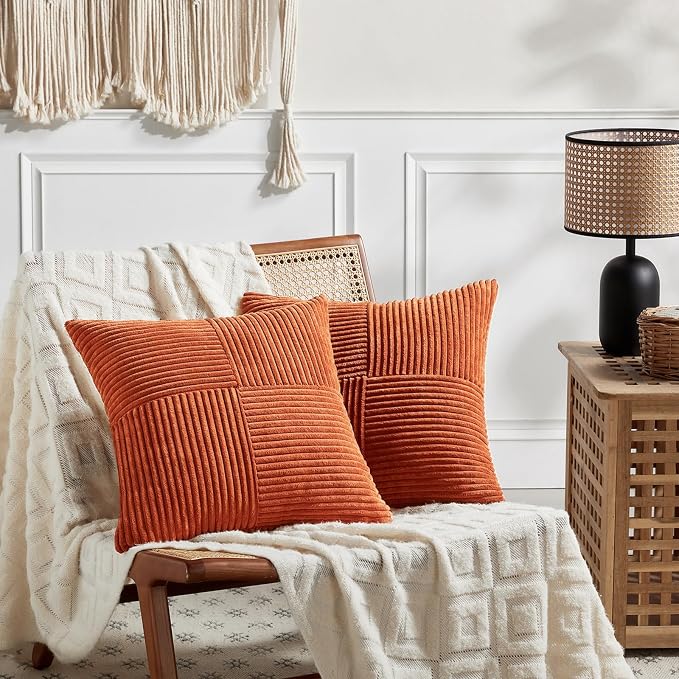 Fancy Homi Set of 2 Burnt Orange Samll Decorative Throw Pillow Covers 14x14 Inch - Image 6