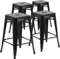Flash Furniture Lily 4 Pack Commercial Grade 24" High Backless Black Metal by FlashFurniture