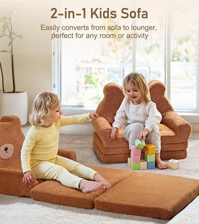 little dove Extra Wide Soft Toddler Couch Fold Out, Comfy Toddler Chair - Image 3