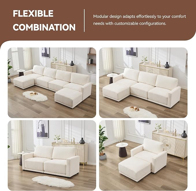 77.4" Modular Sectional Loveseat Sofa, Cloud Deep Seat Couch, Love Seat Sofas - Image 6