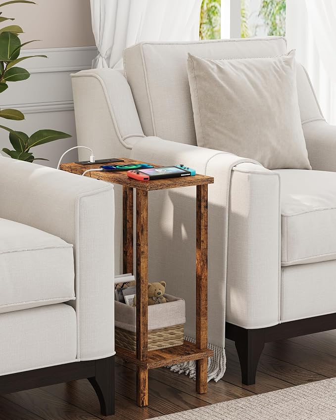 TUTOTAK Small End Table with Charging Station, Narrow Side Table with USB Ports - Image 4