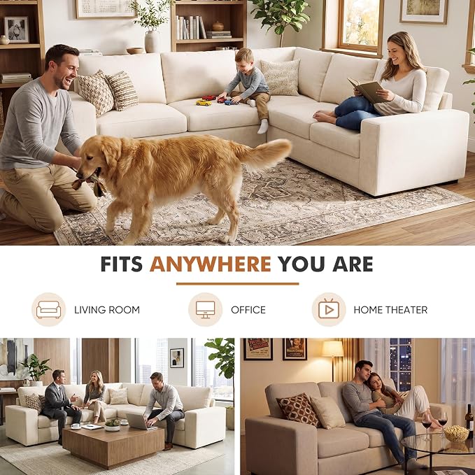 ABCASA Oversized Modular V Shaped Sectional Couches - Image 3