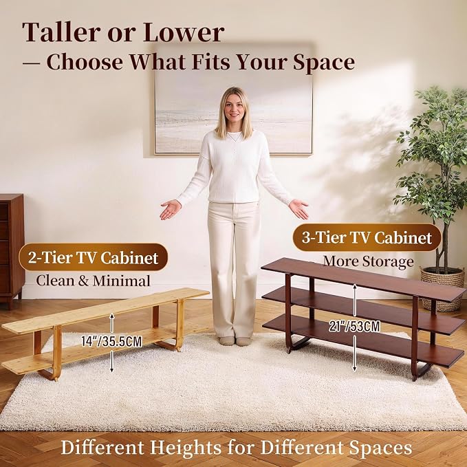Tiita Bamboo TV Stand for 55 Inch TV, Entertainment Center - Image 8