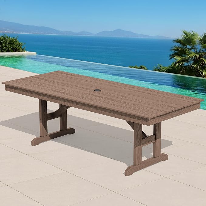 SERWALL Outdoor Dining Table, All Weather HDPE Patio Dining Table - Image 3