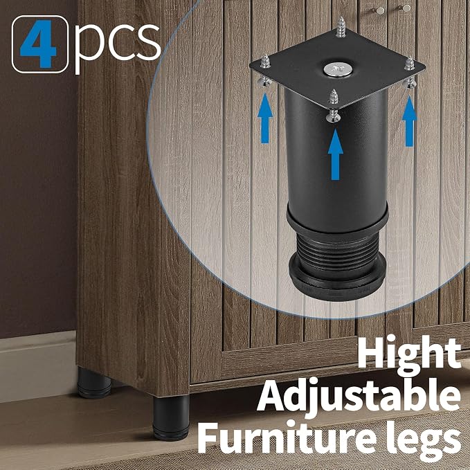 4 Inch Metal Furniture Legs Stainless Steel Adjustable Legs Black Metal Legs - Image 5