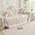DREAMINGO Abstract Chenille Couch Cover Blanket Beige Khaki Black Boho Sofa by DREAMINGO