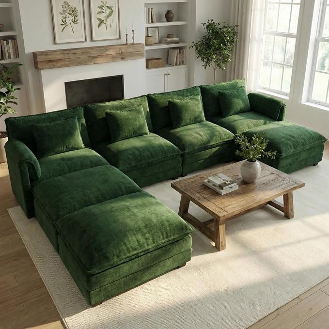 ELUCHANG Oversized 153" Modular Sectional Sofa, Comfy Cloud Couch, U Shaped by ELUCHANG