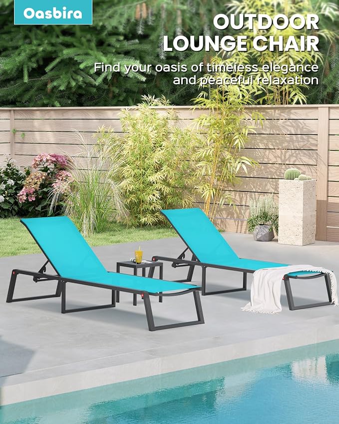 Aluminum Chaise Lounge Chair Outdoor, Foldable& No Assembly Patio Pool Lounge - Image 6
