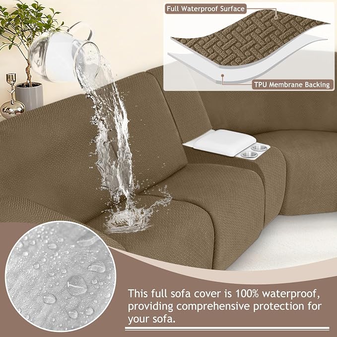 ALIECOM 100% Waterproof Recliner Sectional Couch Covers L Shape Stretch Corner - Image 4