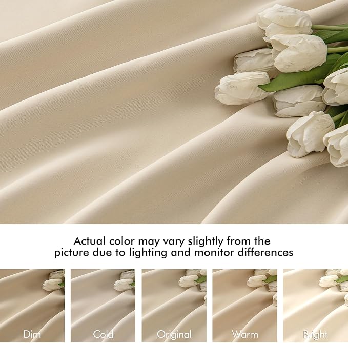 MIULEE Cream Beige Back Tab Light Blocking Curtains 100 Inch Length 2 Panels Set - Image 8