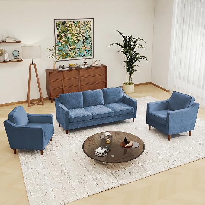 Kingfun Living Room Furniture Sets, 3 Seater Couch and 2 Armchair, Mid Century by KINGFUN-Anexcitingoption