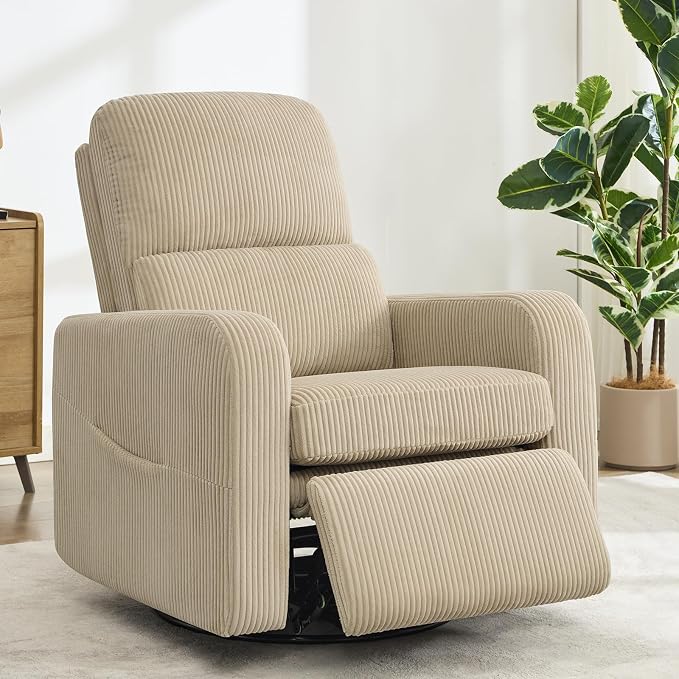 Swivel Rocker Recliner, Oversized Manual Nursery Glider Rocking Recliner Chair - Image 9
