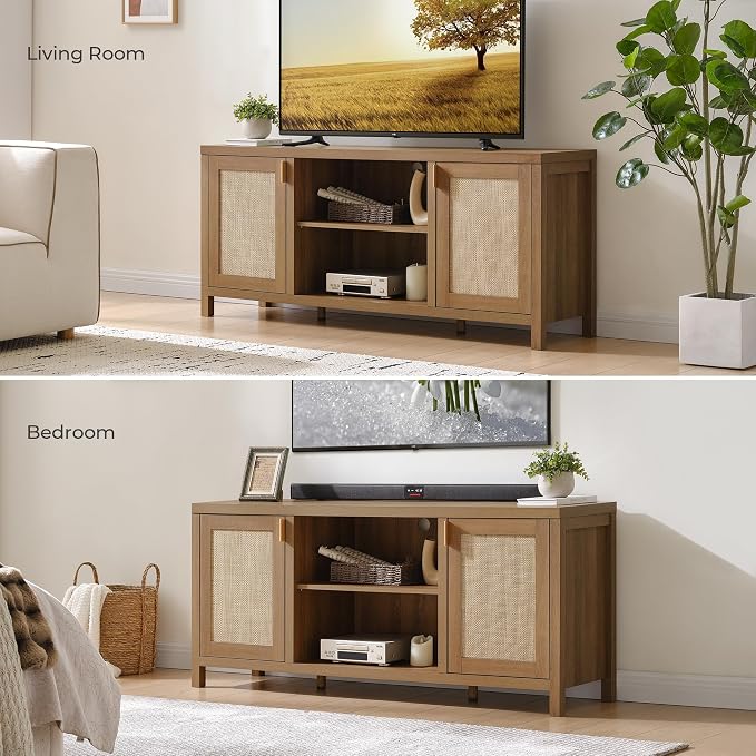 SICOTAS TV Stands for Living Room : Rattan TV Console Cabinet - Image 8