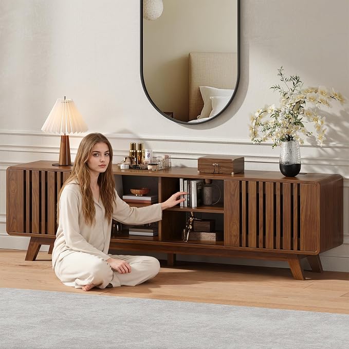ONBRILL 70-Inch TV Stand for TVs up to 80 Inch, Mid-Century Modern Television - Image 7