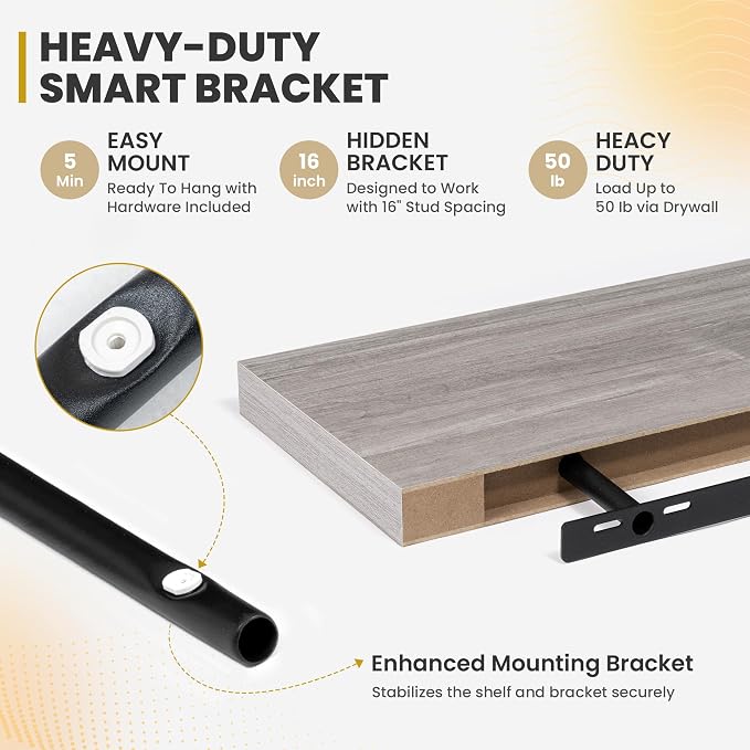 Acovy 24 Inch Floating Shelves, 9.3" Deep Floating Shelf Wall Mounted, Rustic - Image 7