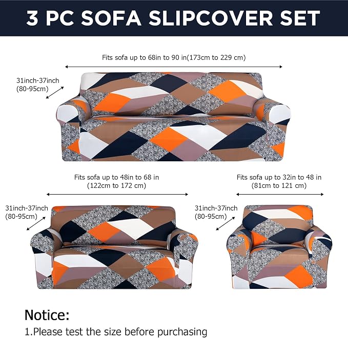 Peryiter 3 Pcs Couch and Loveseat Covers Set Sofa Cover - Image 2
