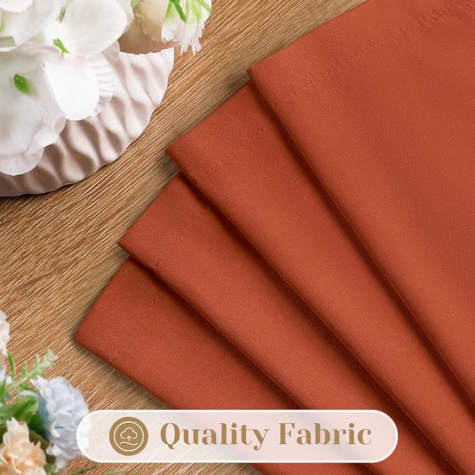 HOMEIDEAS Non-See-Through Fall Burnt Orange Privacy Sheer Kitchen Curtains - Image 3