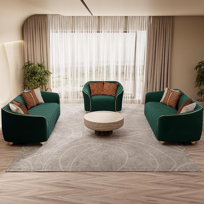 1-Piece Luxury Velvet Sofa Set for Living Room, Elegant Design Couch Set - Image 9