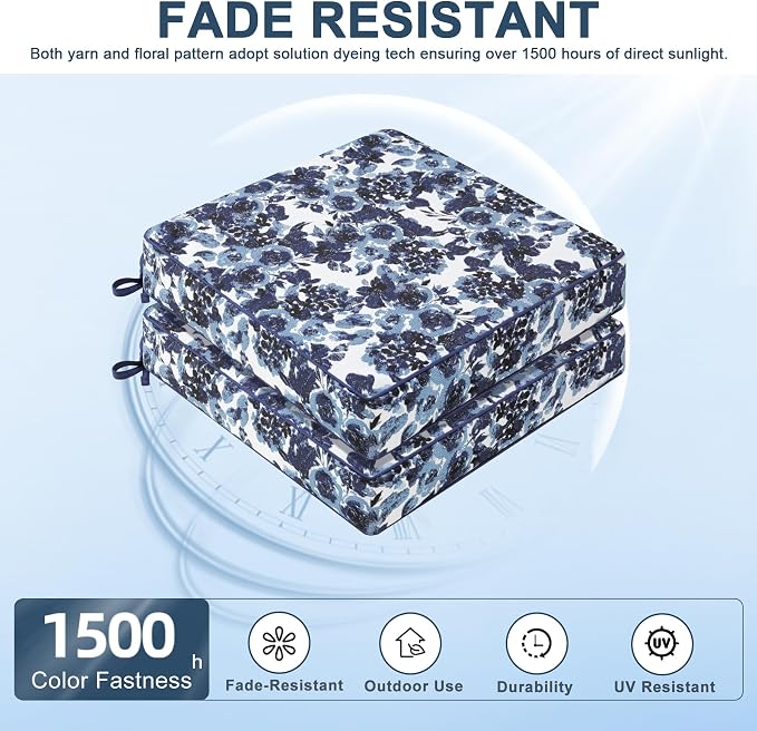 Favoyard Outdoor Chair Cushion 22 x 22 x 3 In Waterproof Pattern Fade Resistant - Image 3