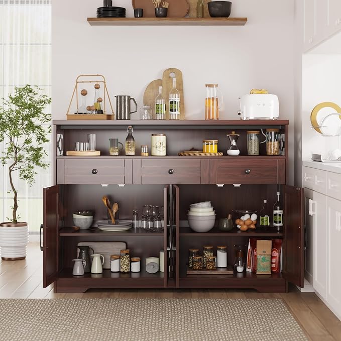 Befrases 52" L Modern Farmhouse Sideboard Buffet Cabinet, Kitchen Pantry Hutch - Image 5
