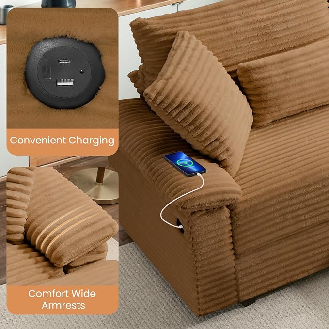 SUNWAVE 74" W Double Chaise Lounge Chair Indoor, Oversized Loveseat - Image 5