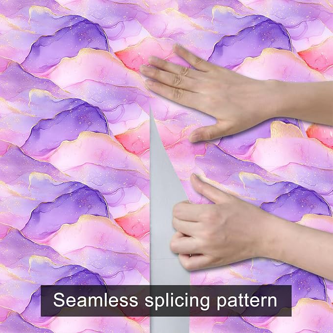 HOMETITUTE Pastel Watercolor Wallpaper Peel and Stick Purple Pink Gradient - Image 9