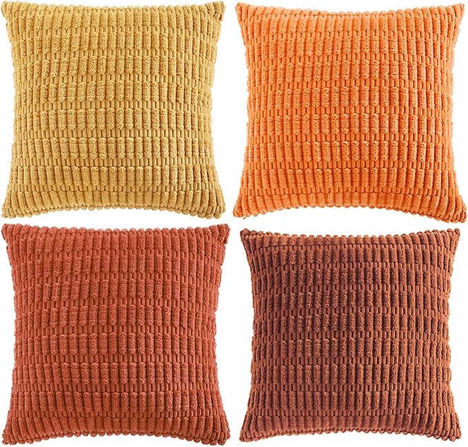 Fancy Homi Set of 4 Burnt Orange Fall Boho Decorative Throw Pillow Covers 26x26 - Image 8