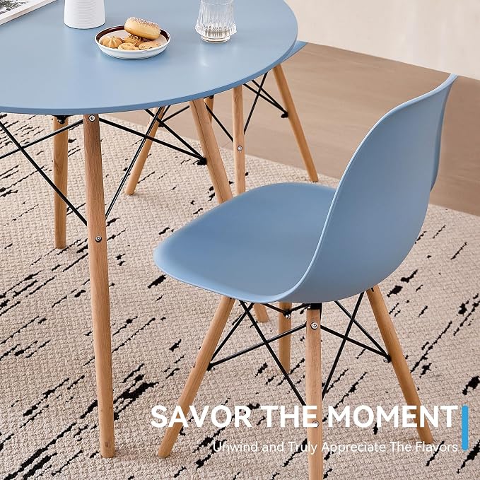 5-Piece Round Dining Table Set, Small 31.5" Kitchen Table Chairs Set of 4 Space - Image 8