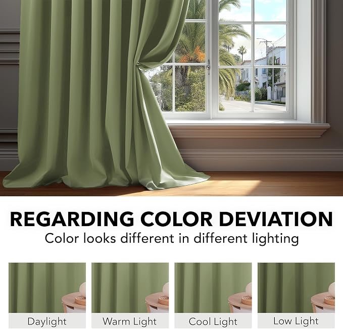 Deconovo Blackout Curtains, Thermal Insulated, W42 x L63 2 Panels, Back Tab - Image 6