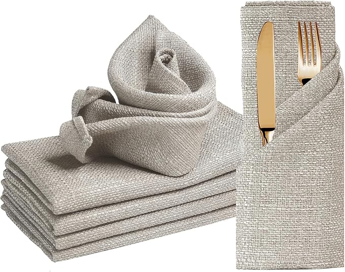 BALCONY & FALCON Cloth Napkins Set of 6 Washable Linen Napkins Absorbent by BALCONYFALCON