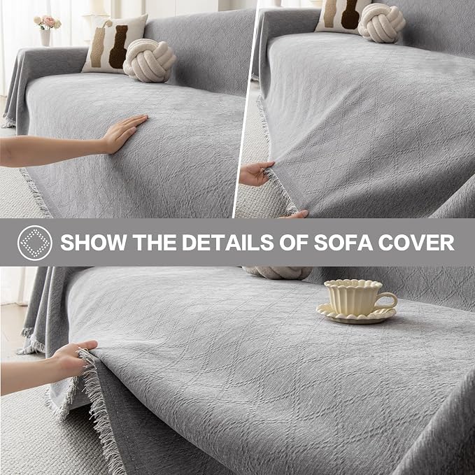 DREAMINGO Modern Chenille Couch Cover Blanket Washable Sofa Covers - Image 4