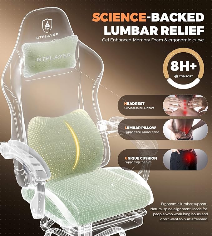 GTPLAYER Gaming Chair with Foot Rest & Pocket Spring Cushion, Ergonomic High - Image 5