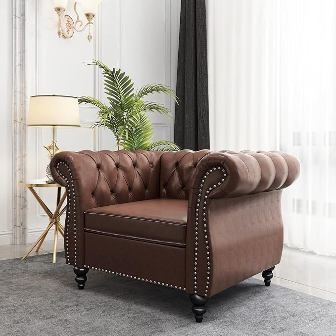 AVZEAR Leather Upholstered Armchair, Single Sofa Chair - Image 6
