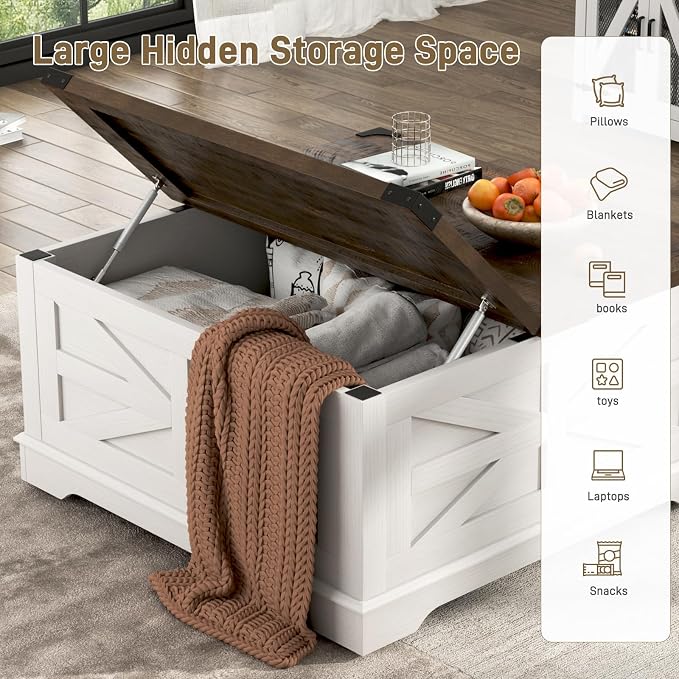 Hlivelood 36" Farmhouse Movable Lift Top Coffee Table - Image 3