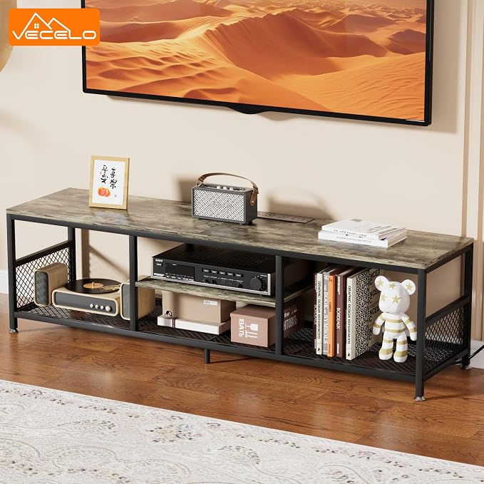 VECELO TV Stand with Power Outlets - Image 2