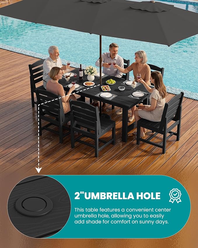 SERWALL Patio Dining Sets for 6 Person, HDPE Dining Set - Image 2
