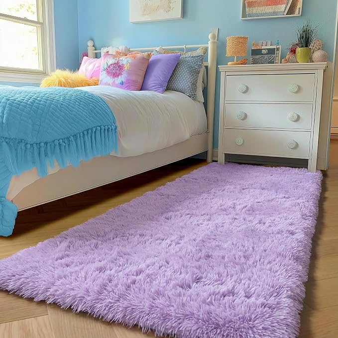 PAGISOFE Fluffy Purple Rug 2' x 6' Shaggy Runner Rugs - Image 7