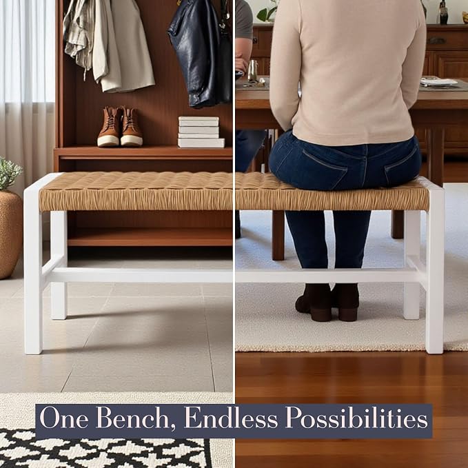 Alaterre Furniture Newport 40 Inch Solid Wood Entryway Bench - Image 7