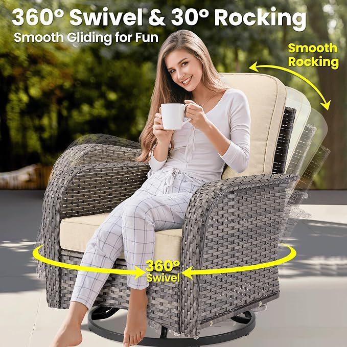ovios 5 Pieces Patio Furniture Set, Outdoor Wicker Sofa Couch - Image 4