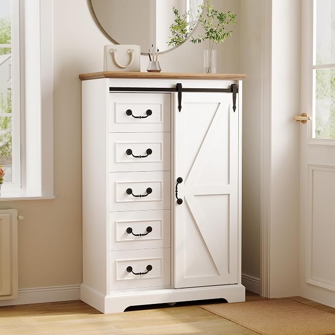 IRONCK 5 Drawers Dressers for Bedroom, Farmhouse Dresser Chest of Drawer by IRONCK