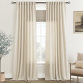 Faux Linen Beige Curtains 90 inches Long by Jolilight