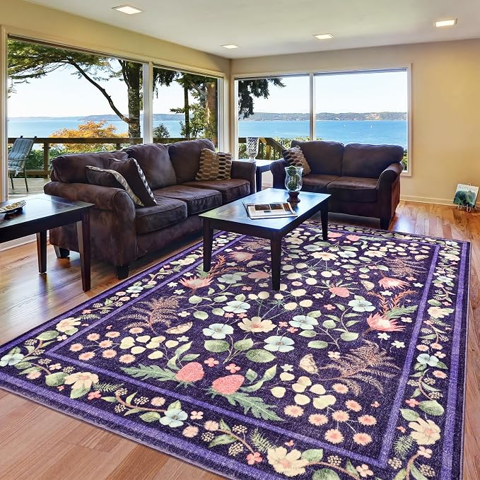 Area Rugs for Living Room, 6x9 Washable Vintage Rug for Bedroom, Non-Slip by Rtizon