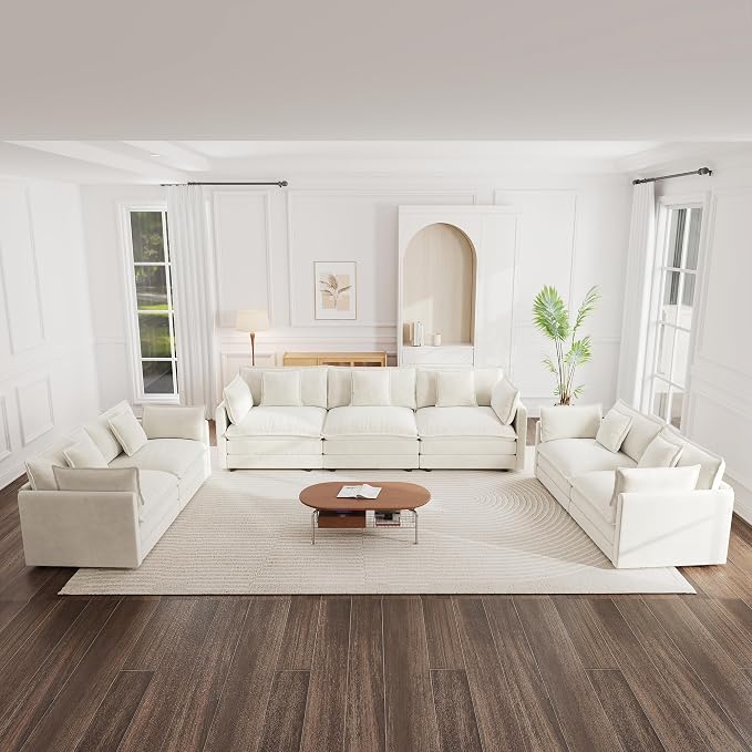 mikibama Luxury Oversized 3 Piece Sofa Set, 2 Pieces of 2 Seater and 1 Piece of - Image 6