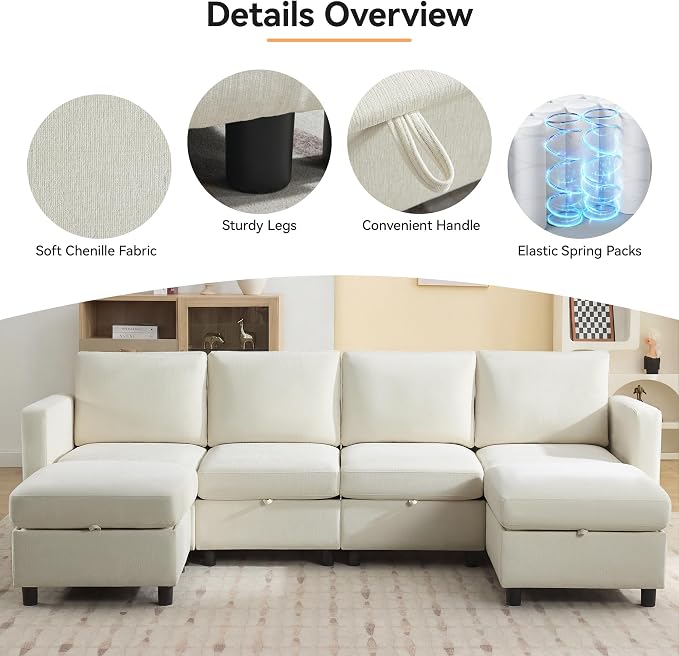 WUTUTUEE 58”Modular Sectional Loveseat Sofa - Image 4