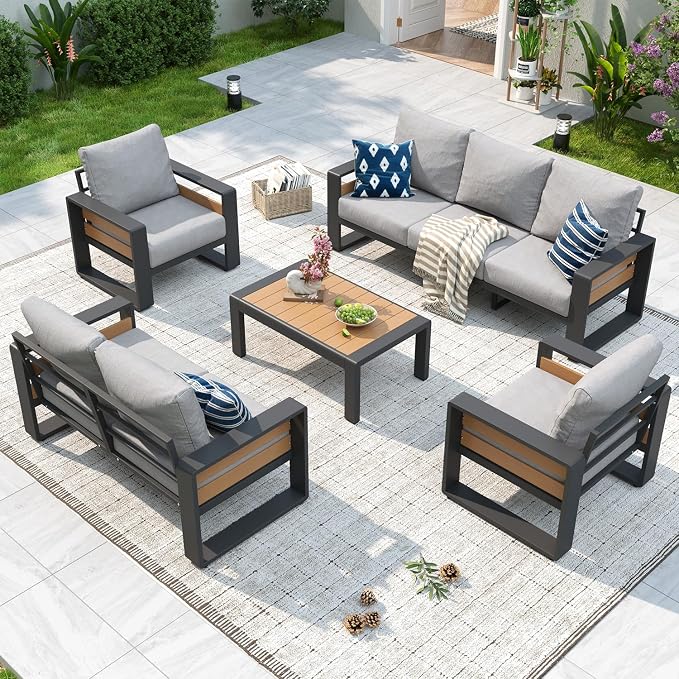 Aoxun Aluminum Patio Furniture Set, 5 Piece Luxury Outdoor Sectional by Aoxun