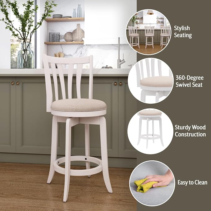 Hillsdale 25.5" Savana Wood Swivel Counter Height Stool - Image 4
