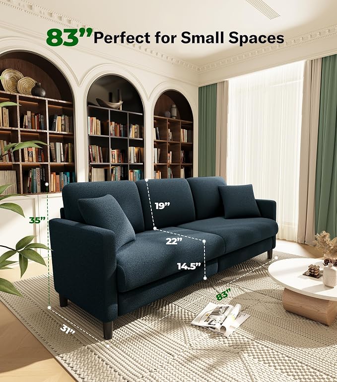 Welzona 83" Couches for Living Room, Teddy Sofa Couch, Comfy Sofas for Living - Image 2